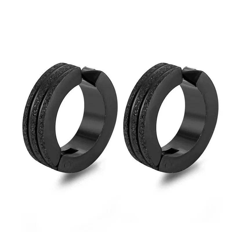 Clip Earrings For Men Black Matte Ear Clip Non Piercing Earrings Punk Style Hoop Earring For Men