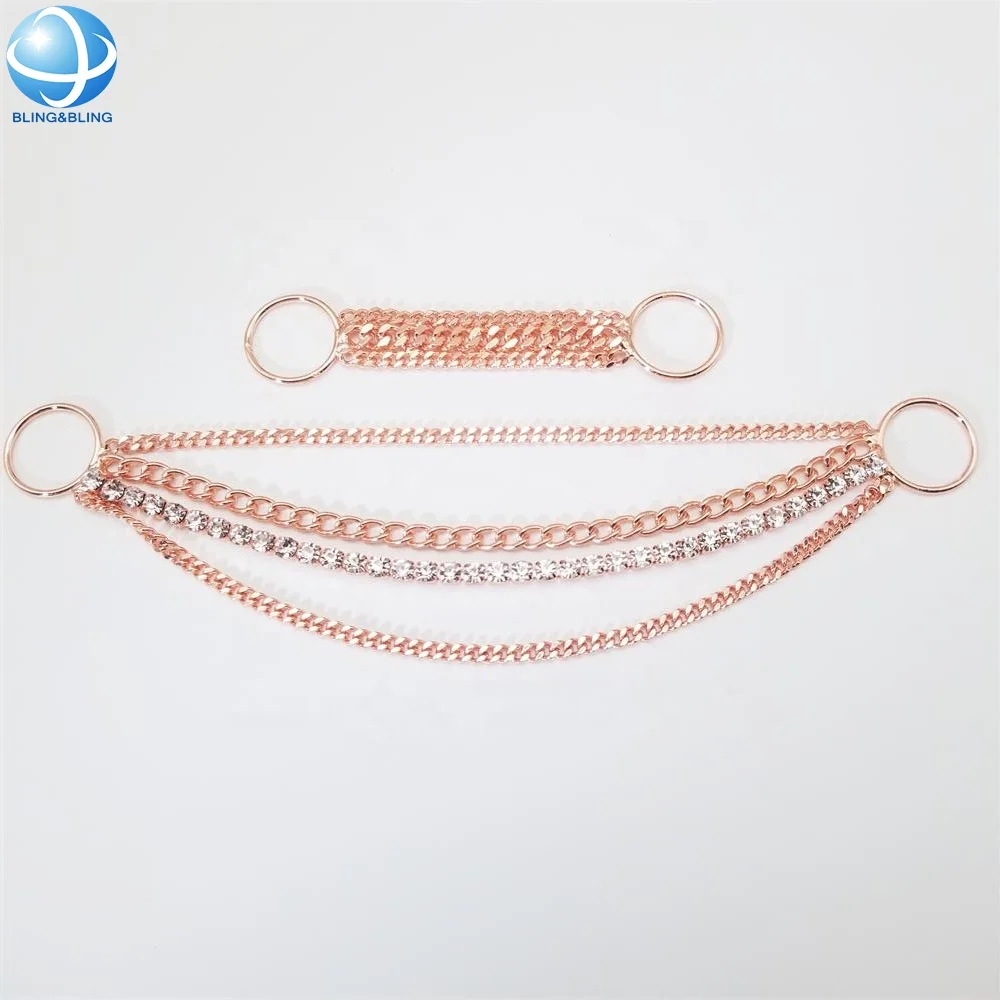 Shiny Rhinestone Bikini Connectors Gold Tone Bikini Body Chain Connector Swimwear Hardware Buckle And Hooks