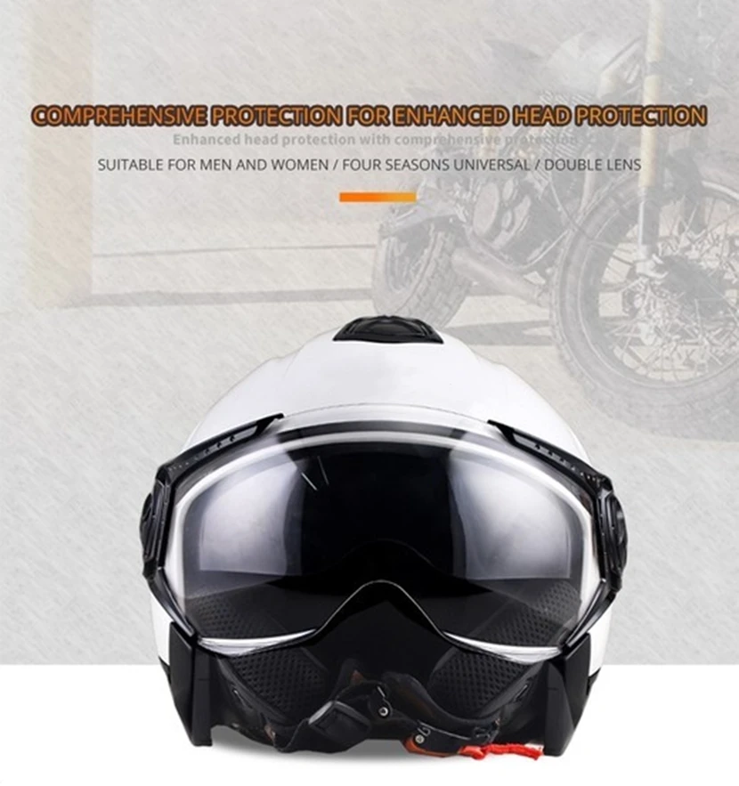 Summer Double Lens Moto Helm Open Face Racing Off Road Headpiece Motorcycle Helmet