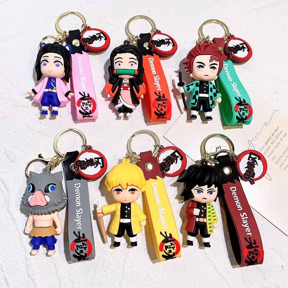 Ghost Slaying Blade cartoon anime movies rubber lakers custom 3D pvc soft plastic keychain in stock