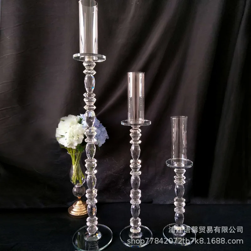 European Beautiful Clear soft outfit model room single candelabra head crystal candlestick wedding Candlestick