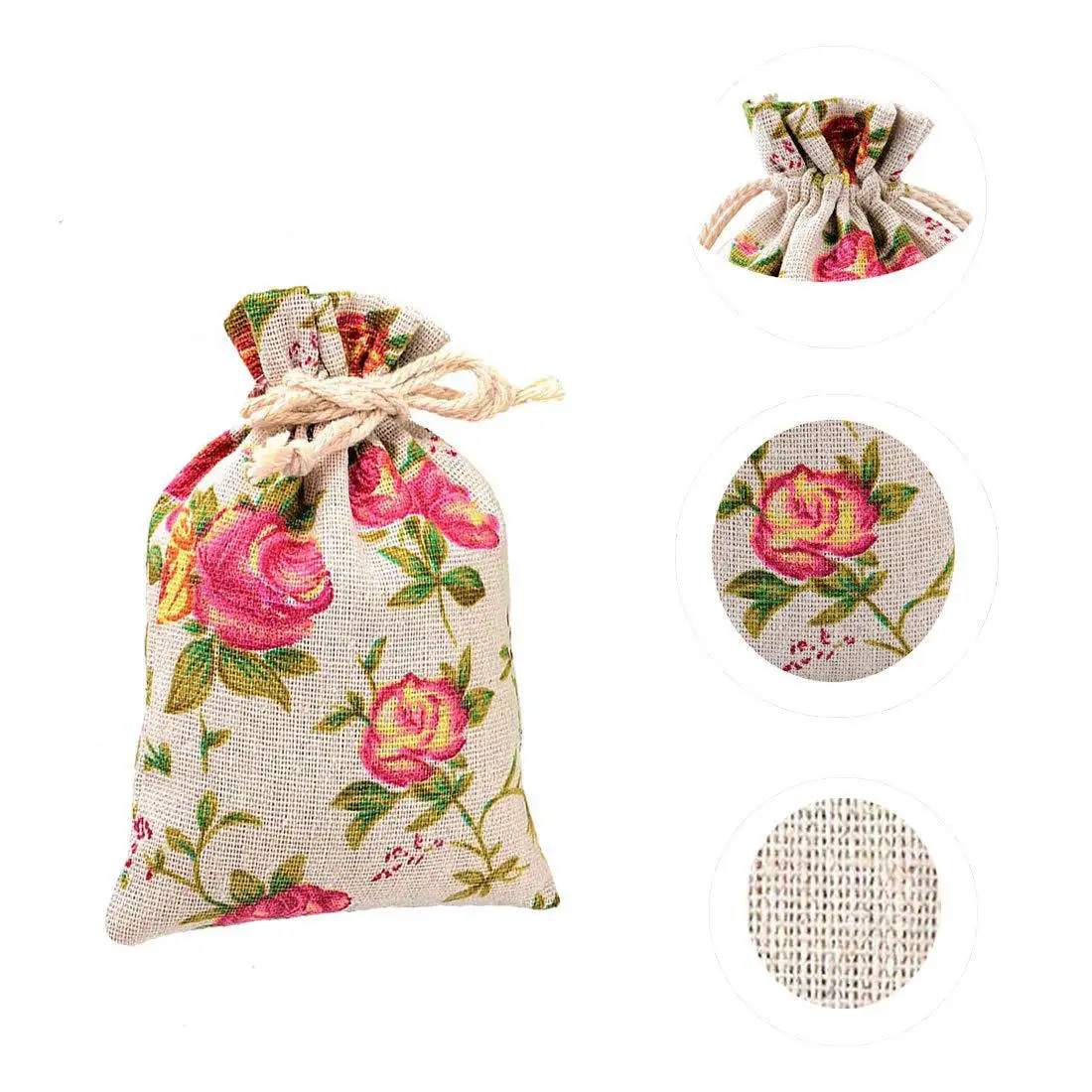 Rose Drawstring Cotton Cloth Jewelry Gift Bag Wedding Party Favor Bag Dragon Boat Festival Mosquito Repellent Sachet Empty Bag