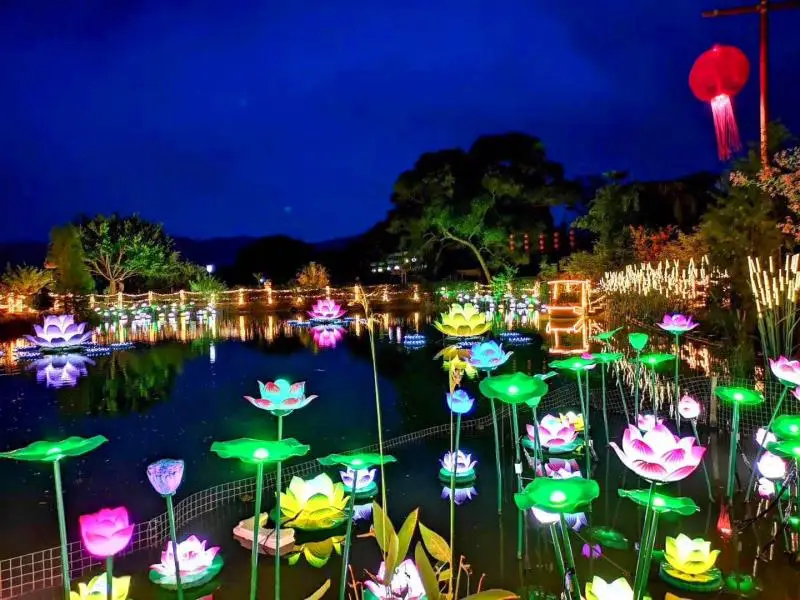 outdoor decorative modify lighting rose lotus lily camellia flower artificial light patio ground garden pond flower light