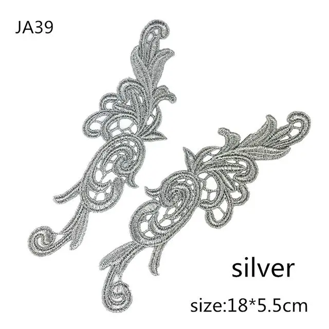 Wholesale Gold and Silver Embroidery Flower Sewing Dress Decoration Decal Lace Patch Custom Embroidery JA39