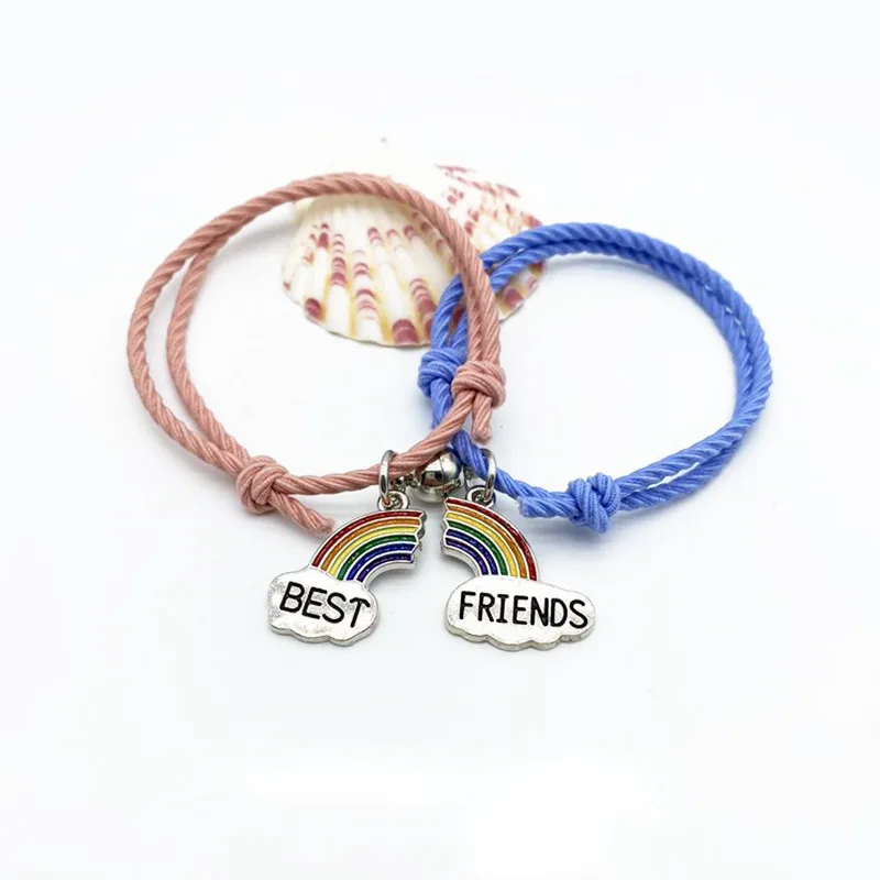 Fashion Gifts Jewelry Wholesale Women Men Couples Lovers Handmade Braided Woven Rope Astronaut Pendant Magnet Bracelet