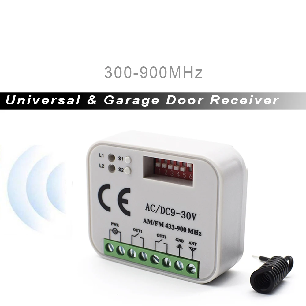 RX Multi Frequency 300-900MHz Universal Garage Door Receiver Remote Control 2CH Controller Switch For 433 868MHz Transmitter