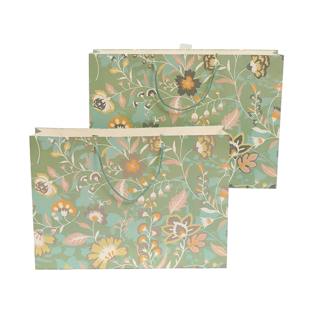 10 Kg Flour Floral Printed Brown Summer Straw Tropical Paper Gift Square Hand Shopping Bag With Your Own Logo Wedding Bag Shinny