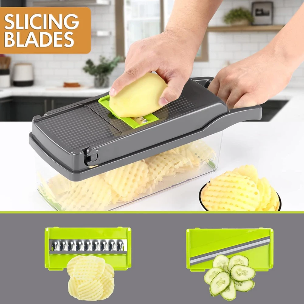 Multifunctional mandoline slicer Manual 16 in 1 chopper kitchen a dicer vegetable cutter