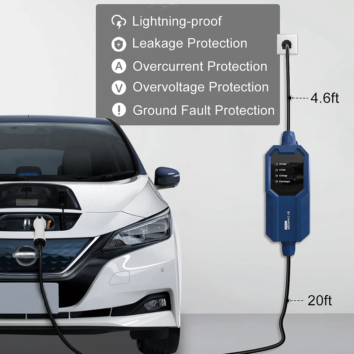 Manufacturers max green level 2 fast charging 3.5kw Portable charging pile box for  ev charger cable