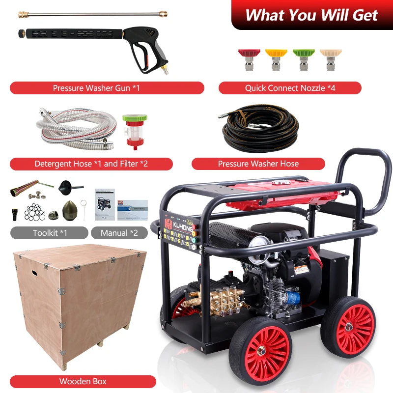 Kuhong Industrial 350 bar High Pressure Washer Machine Gasoline Industrial Pressure Washer For Cars