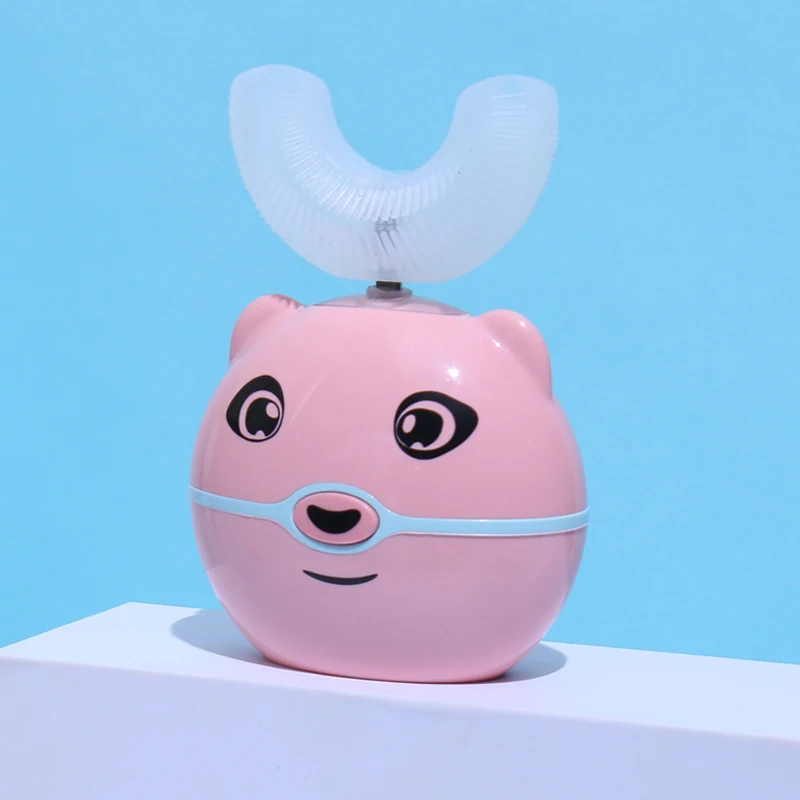 Детская электрическая зубная щетка зубная паста УФ очистка Силиконовая IPX7 Водонепроницаемая перезаряжаемая детская зубная щетка U-образной формы