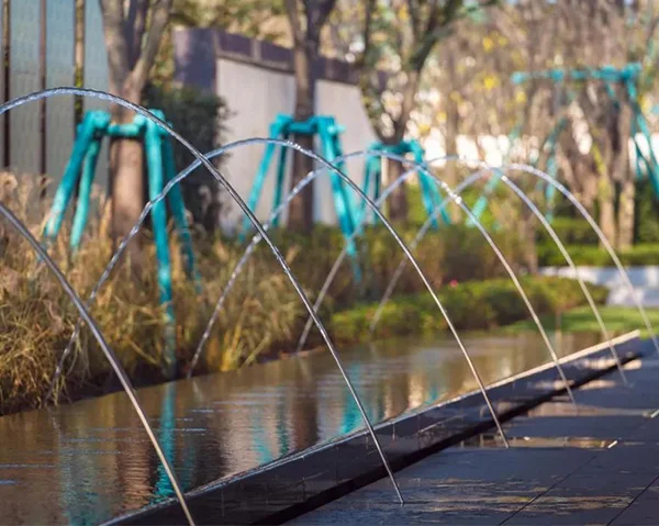 Parabolic Shapes Music Fountain Outdoor RGB LED Light Laminar Water Jet Water Fountain Jumping Flowing Fountain