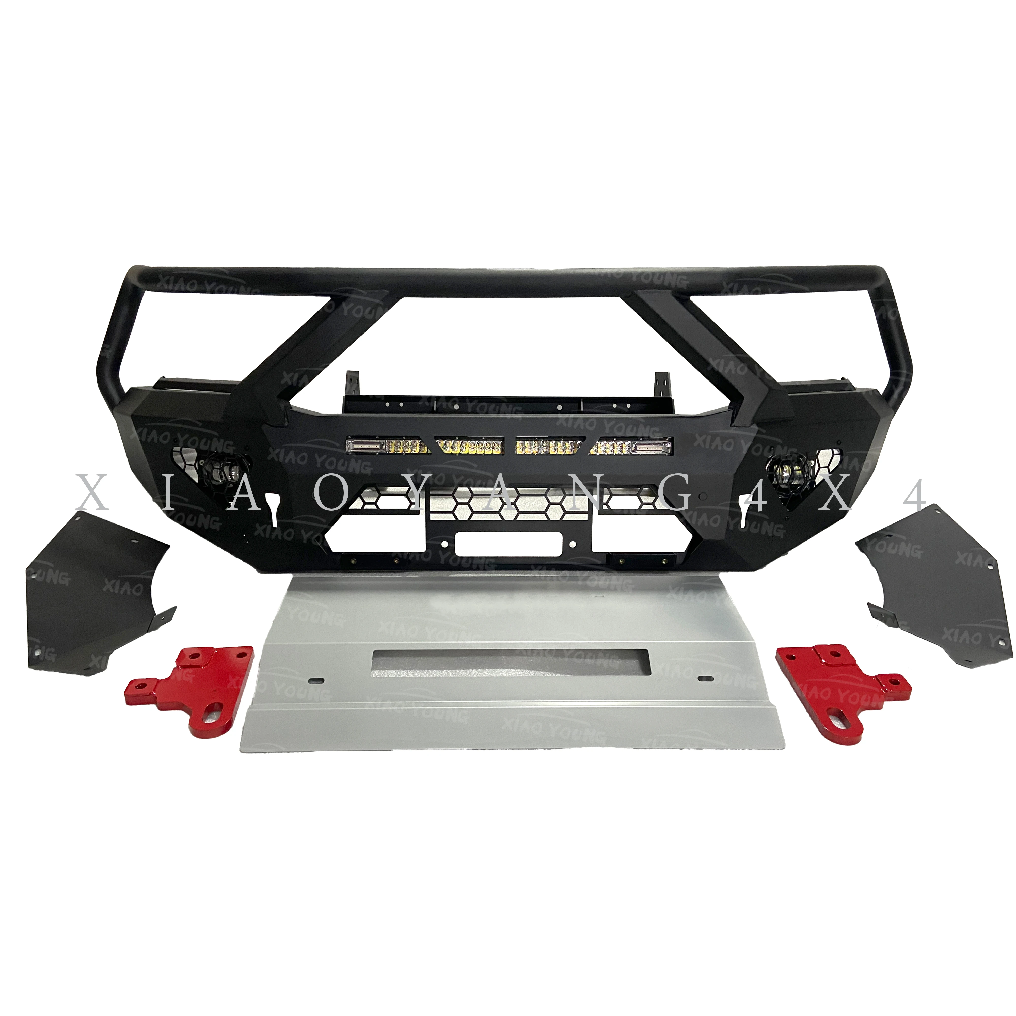 Заводская стальная черная защита переднего бампера для Hilux Revo Vigo NP300 BT50 Ranger Bull Bar со светодиодным светом