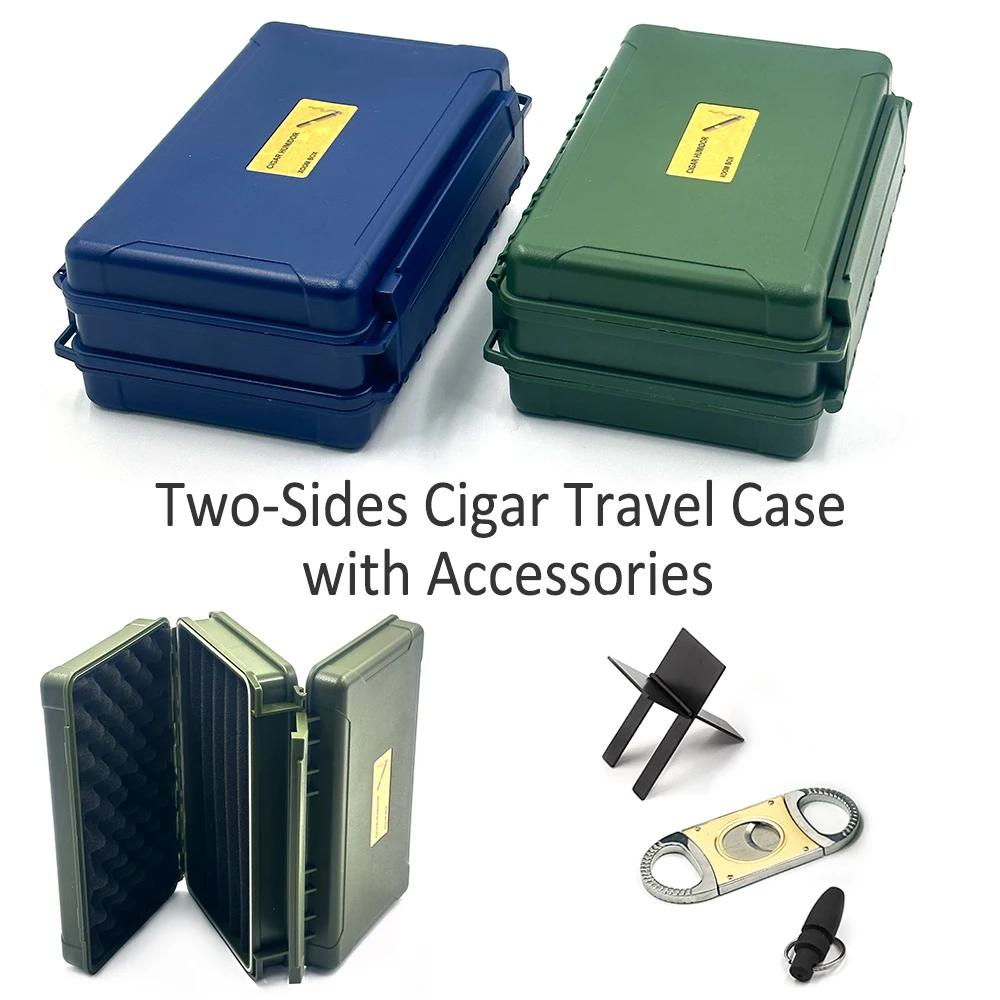 2023 New Design Waterproof Cigar Box Plastic Cigar Smoking Accessories Set Best Cigar Travel Humidor Gift Case with custom logo