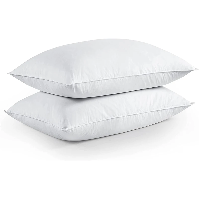 Soft Support Hypoallergenic Natural White Goose Feathers Down Pillow Inserts for Luxury 5 Star Hotel Bed Sleeping