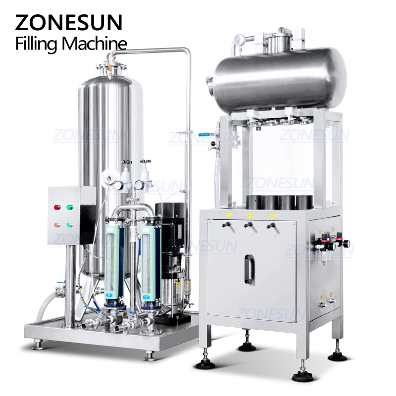 ZONESUN ZS-CF4A Semi Automatic 4 Heads Soda Sparkling Water CO2 Carbonated Drink Beverage Cans Liquid Filling Machine