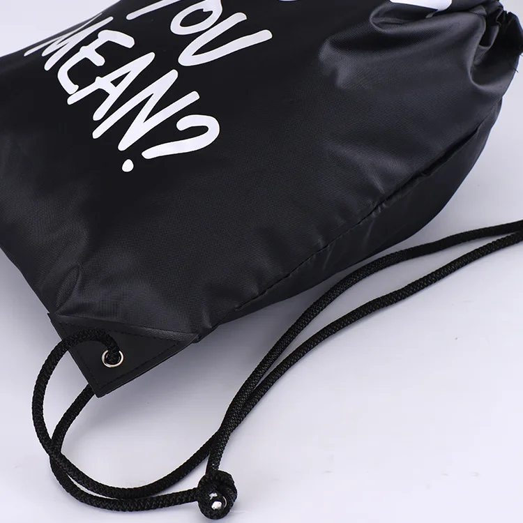 Personalized eco friendly 210D black nylon drawstring backpack bag for race