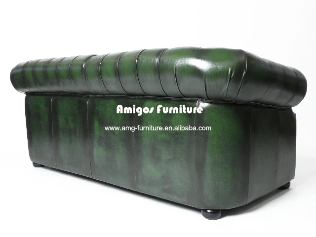 Retro Antique Green Living Room 3 Seater Chesterfield Sofa Vintage Leather sofa set