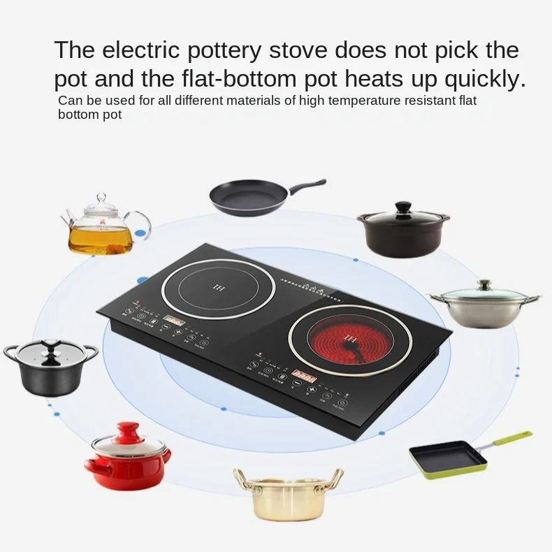 Electric Stove Infrared Hot Plates Multifunction Digital Burner Induction Cooker Glass 2200W Ceramic Cooktop