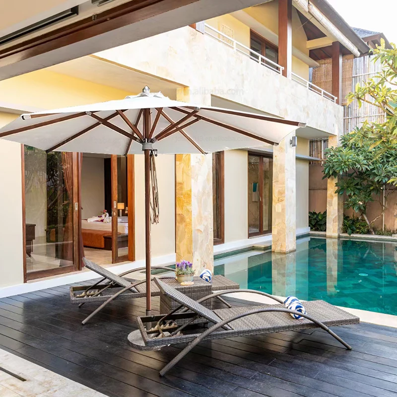 Juecheng swimming pool outdoor umbrella high quality wood umbrella indonesia beach umbrella