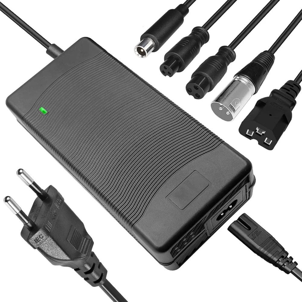 Universal Scooter Charger 16.8V 25.2V 29.4V 42V 1A 2A Electric Bike Charger with 3Prong GX16/DC 5.5x2.5mm/XLR/IEC/RCA Connector