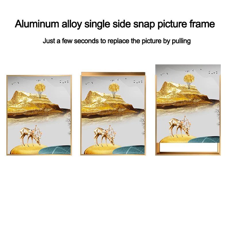 A1-A6 Black Titanium Gold Single Strip Opening Aluminium Frame Diploma Metal Frame Aluminum Clip Photo Picture Snap Frame
