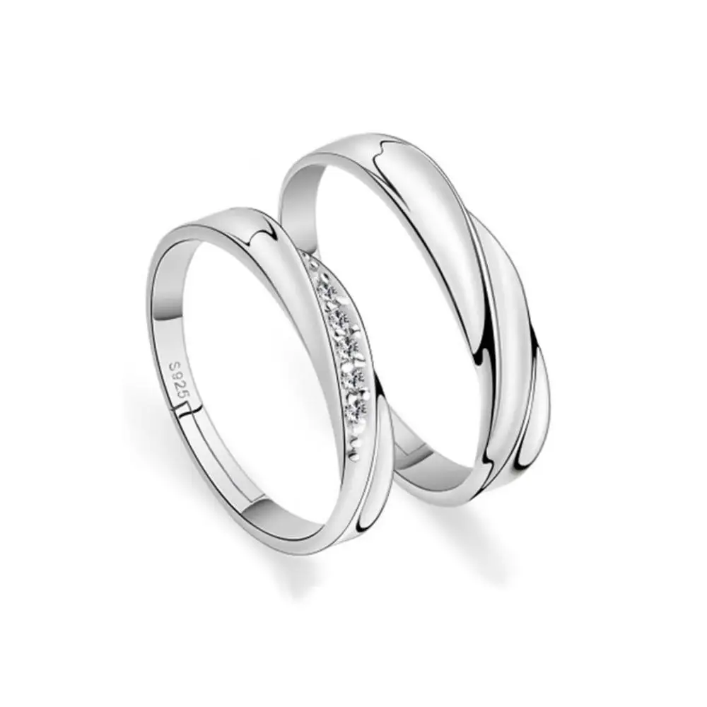 New Fashion Simple Rings 925 Silver Love Couple Rings For Trendy Couple Jewelry 2024 Wholesale