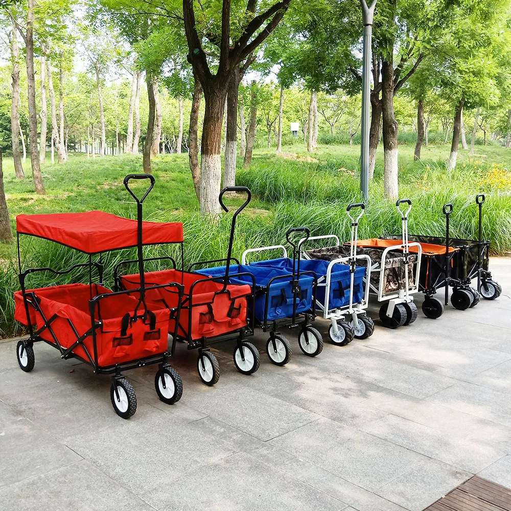 Portable Large Capacity Beach Wagon, Heavy Duty Utility Collapsible Wagon with All-Terrain Wheels, for Sports, Shopping, Camping