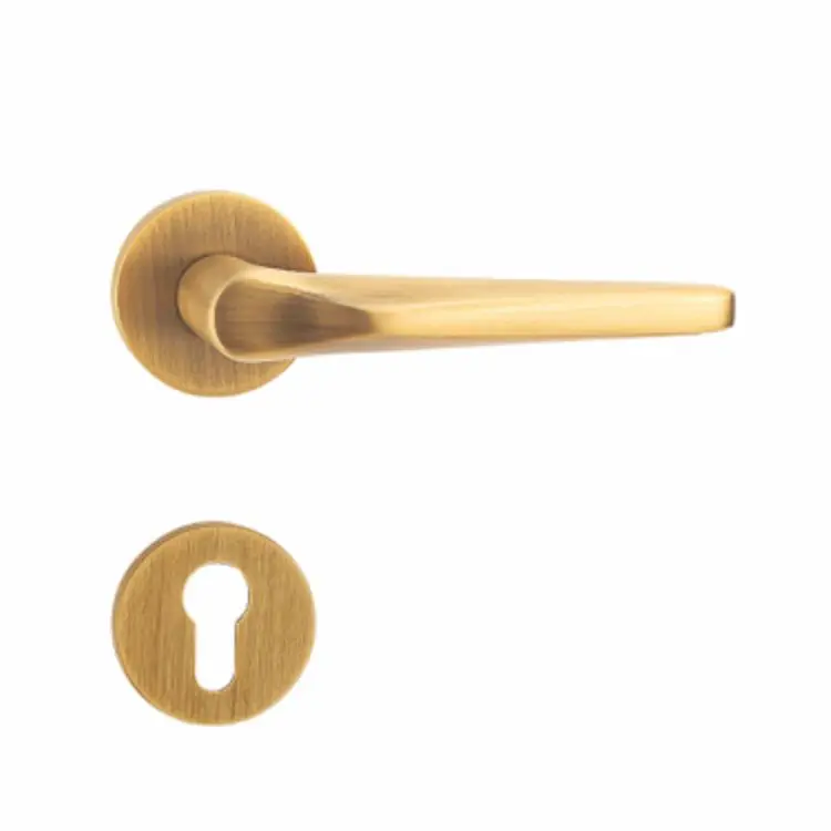 New Design Antique Villa Bedroom Wooden Door Solid Brass Magnetic Silent Door Lock Lever Handle