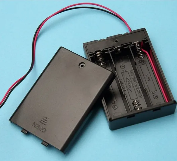 4.5V 3AAA 3 AAA Battery Holder Case 3 slots AAA size battery holder with cover switch / customized JST MOLEX connector