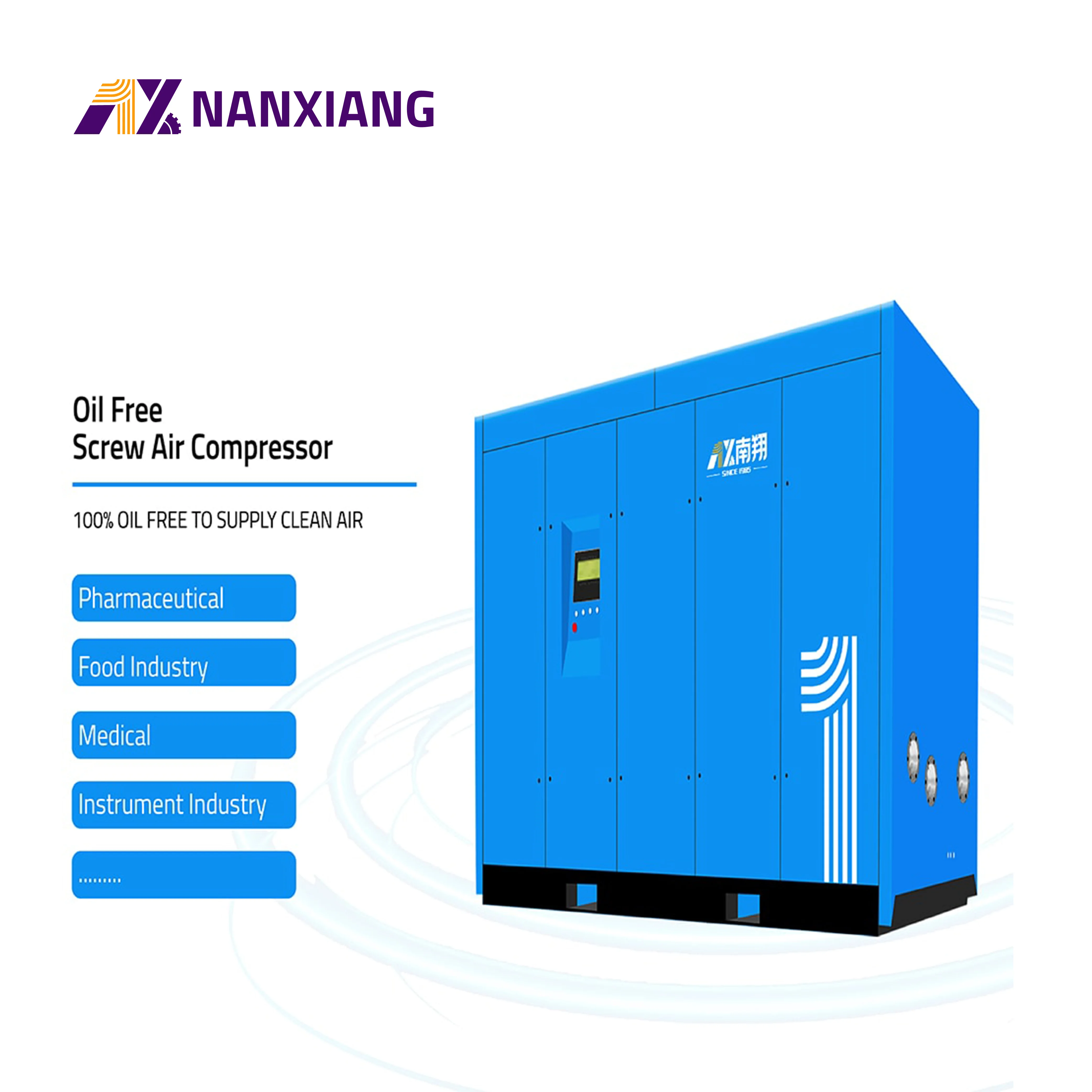China Super Silent Compressor 271cfm Oil-Free Screw Type Air Compressor 45kw 60ph Two-Stage Screw Air Compressor