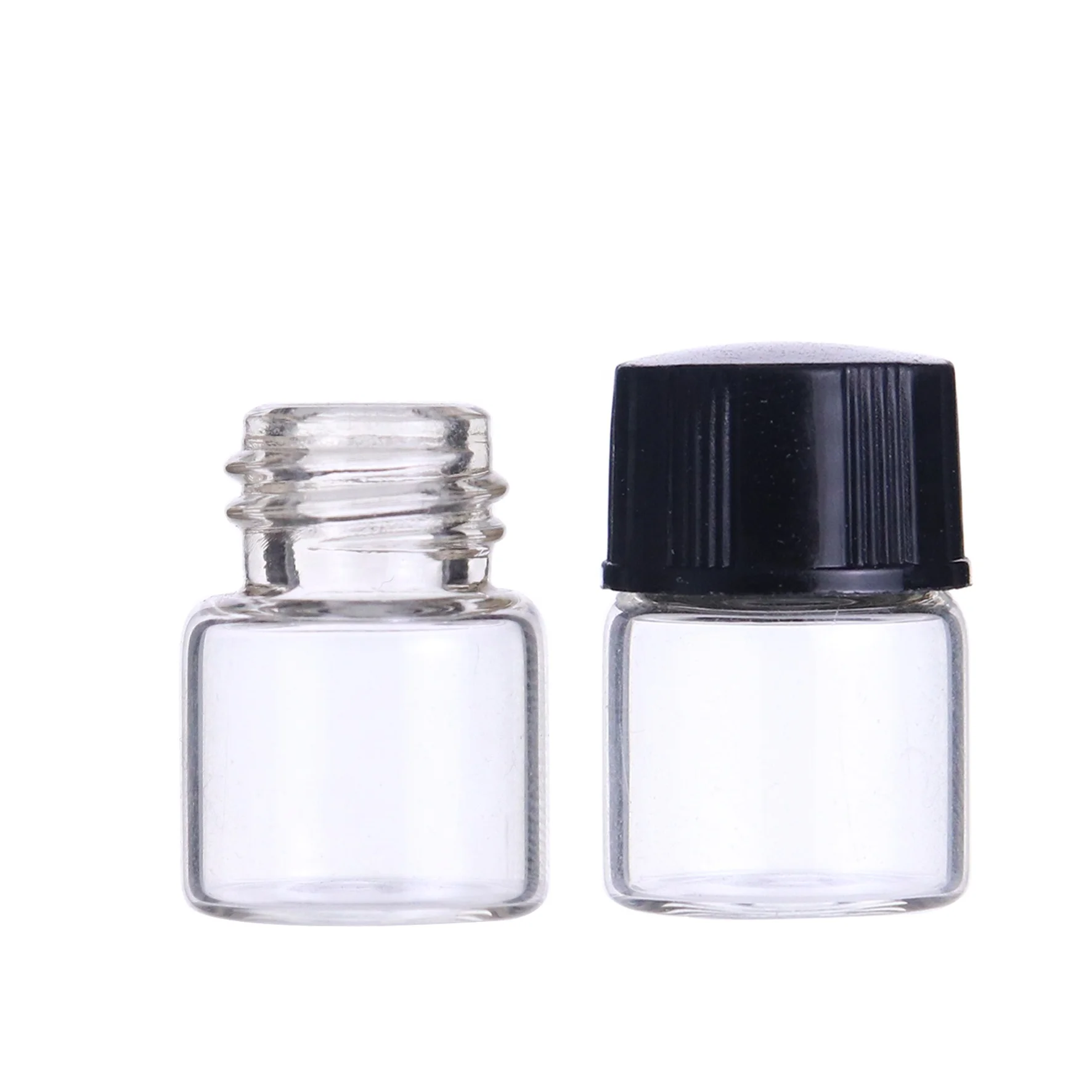 lab mini perfume 1ml clear glass sample bottles vials for aqueous samples with 13-425 size screw neck caps