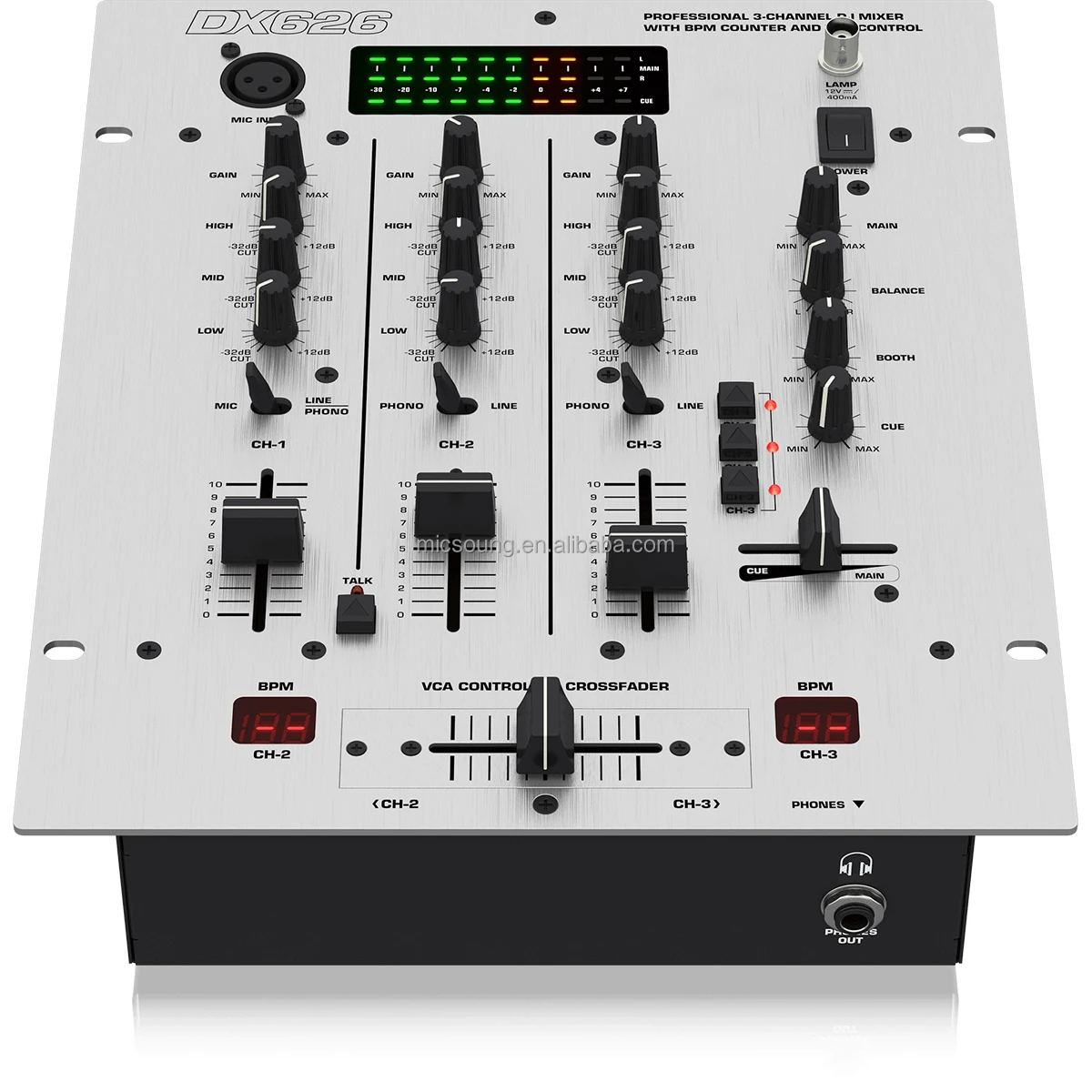 CLMX-DX626 Professional 3-Channel Digital Audio DJ Mixer with BPM Counter and VCA Control DJ Music Mixer Console For Live Show