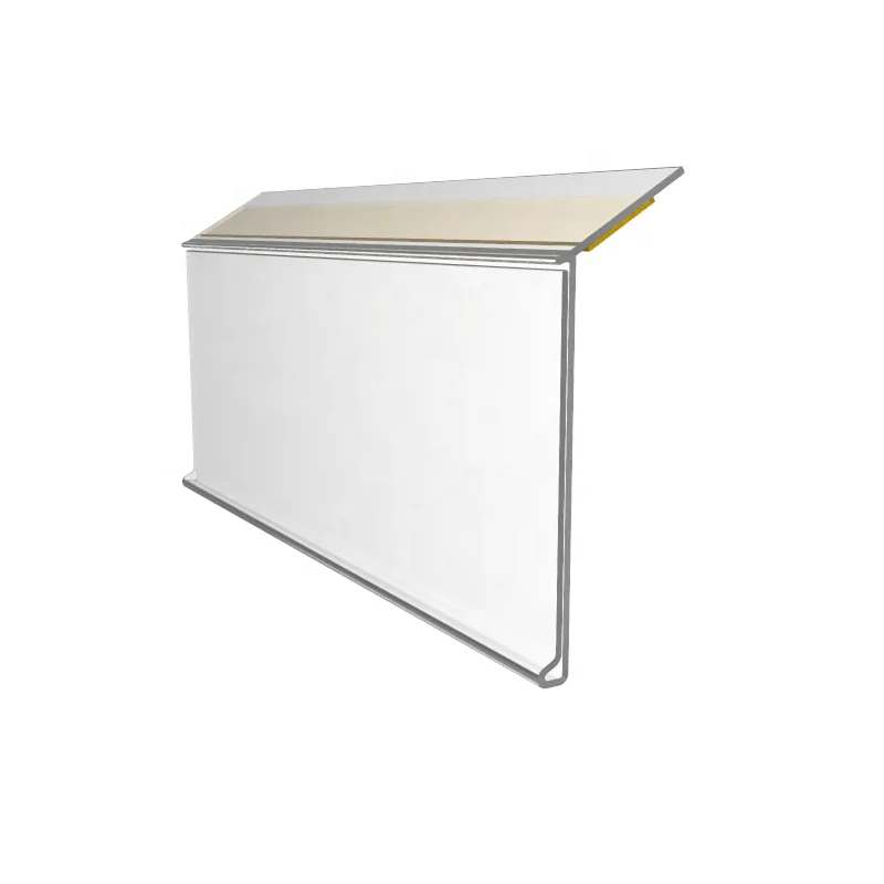 Meethope flat shelf self adhesive data strip label holder plastic strip price ticket holder with adhesive tape