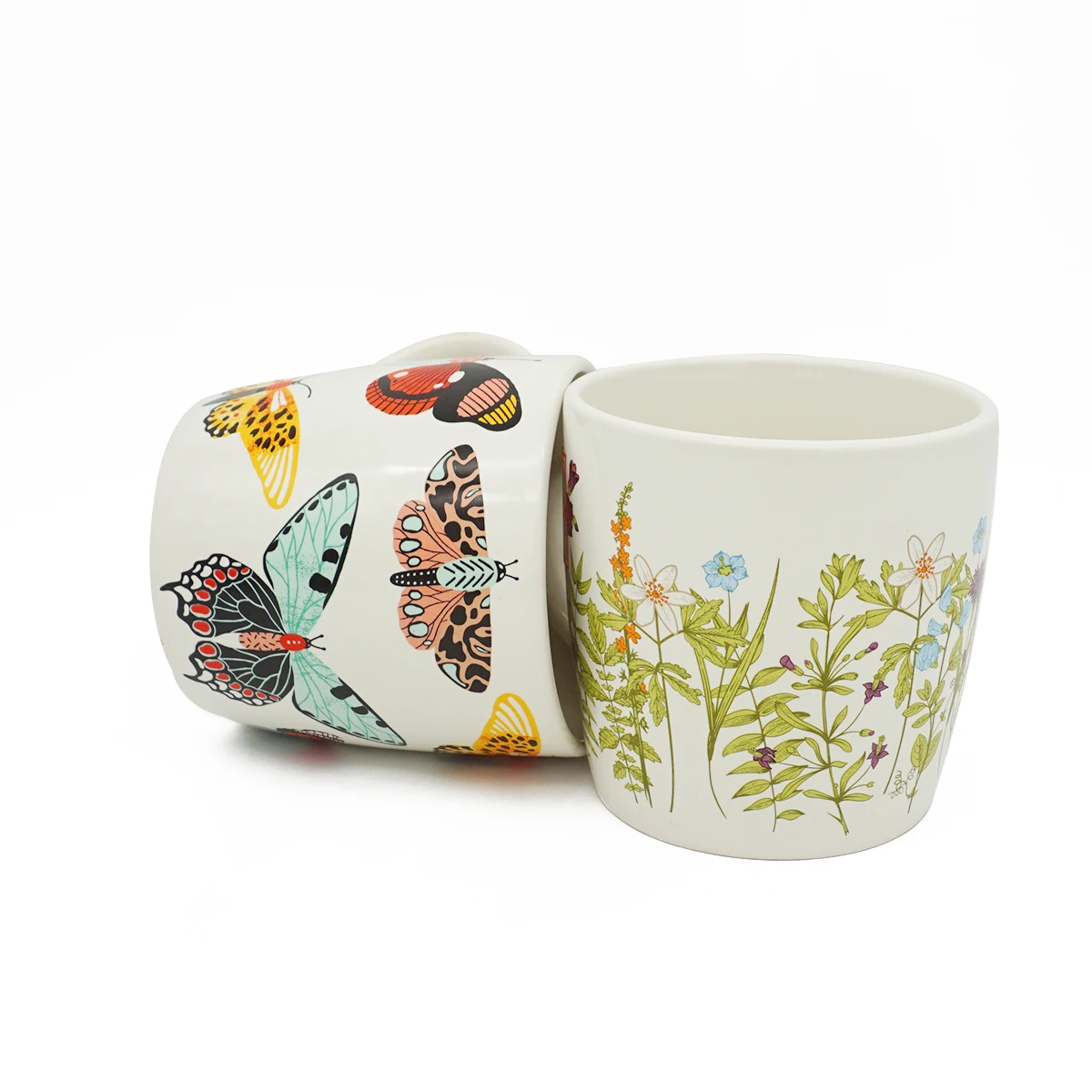 Promotional Gift 15oz Signature butterfly Life Pattern Coffee Office Ceramic Mugs With Animal Design