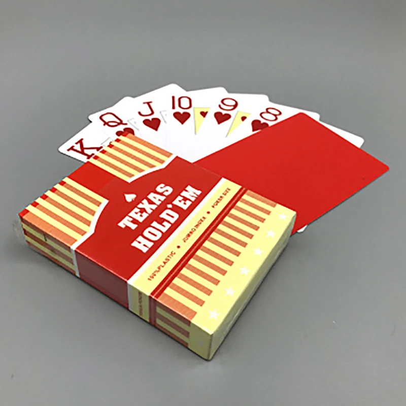 Texas Poker wholesale PVC Custom Logo Black Hot Selling Waterproof Plastic Texas Playing Cards Custom Texas Poker Game Cards