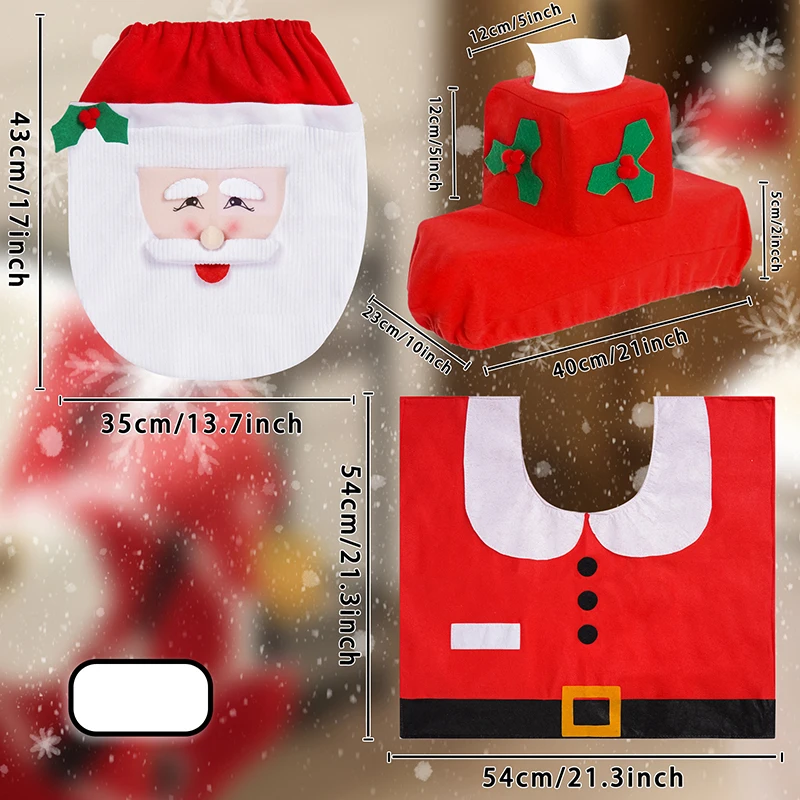 Christmas Decoration Toilet Seat Cover Case Supply Santa Claus Pants New Year Gift Candy Bag Bathroom Home Decoration Craft DIY