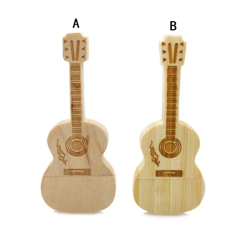 Exuanck Wooden Bamboo Guitar model  USB 2.0 Memory Stick 64GB 32GB 16GB Custom LOGO U Disk Pen Drive 8GB (100 Pos/lot)