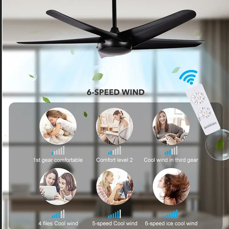 Hot Sale Retro 52 inch Black White Pure Copper Dc Motor Bldc Remote Control Modern Silent Ceiling Fan