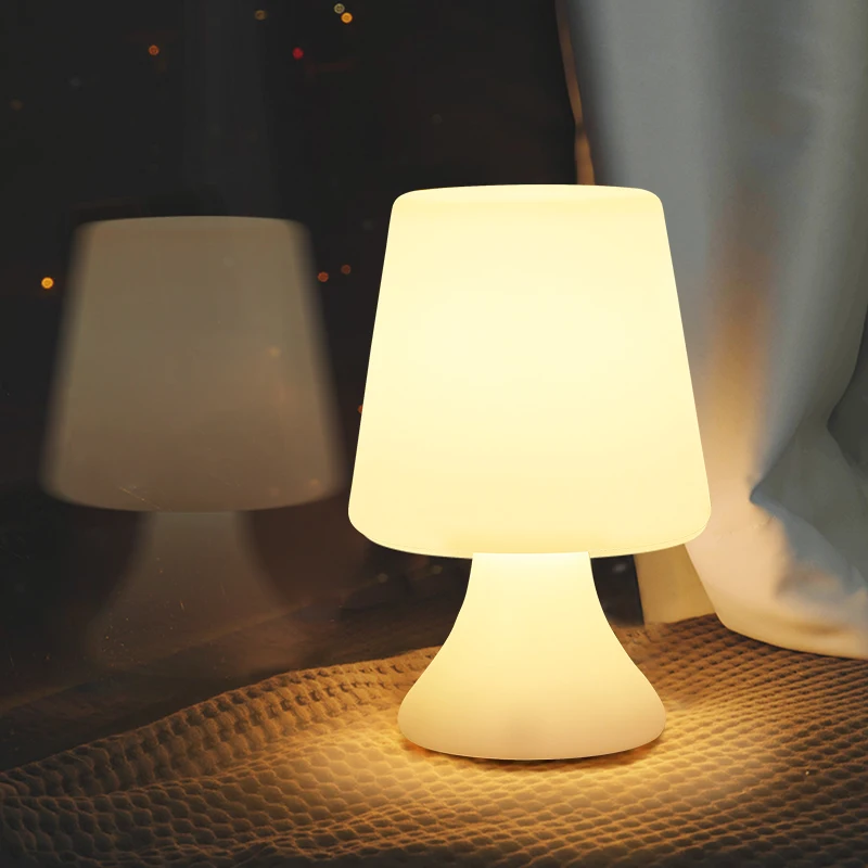 BSCI Factory Custom Eco Friendly PE Plastic Atmosphere RGB Dimmable Color Changing Cordless Rechargeable LED Table Lamp