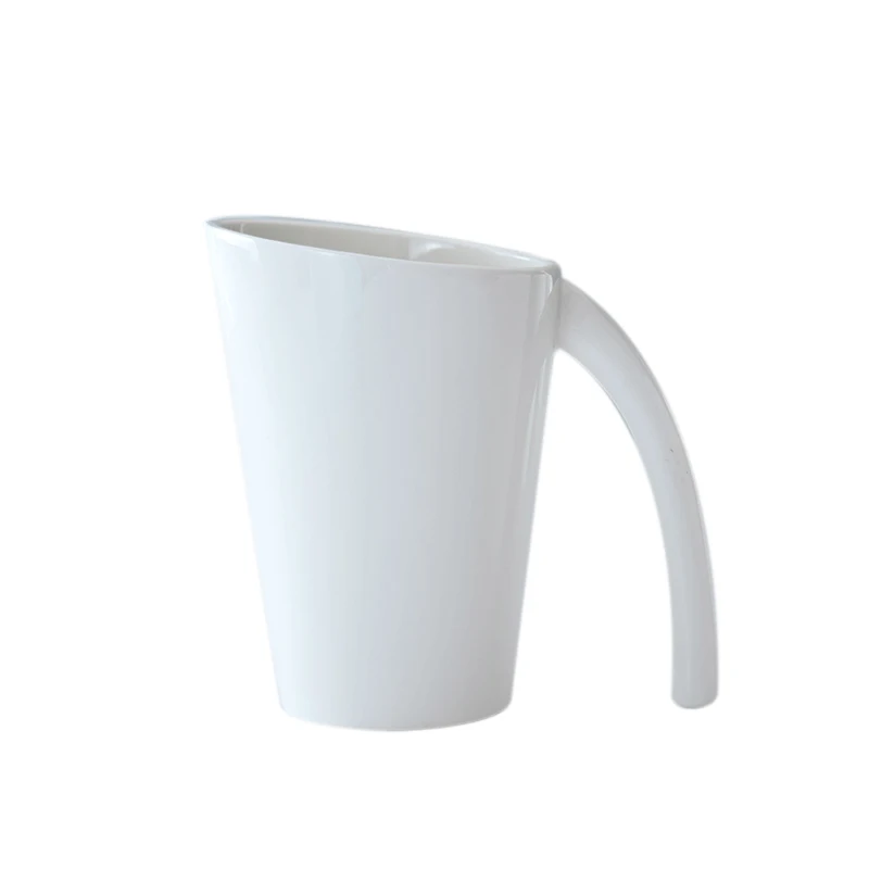 Modern white Bevel porcelain cup with handle minimalist large capacity ceramic mug