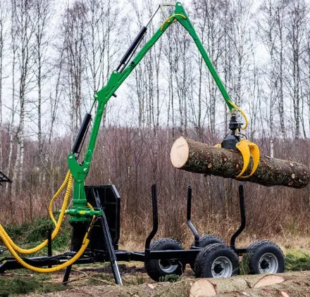 HOT SALE forst wirtschafts anhnger 3 tons log loading trailer with crane forester trailer single forestry crane for sale