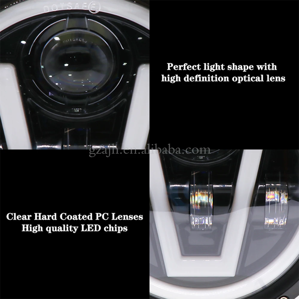 Newest design auto lighting system 65W round 7inch headlight With White DRL Amber Turn Signal For Offroad UV ATV Trucks