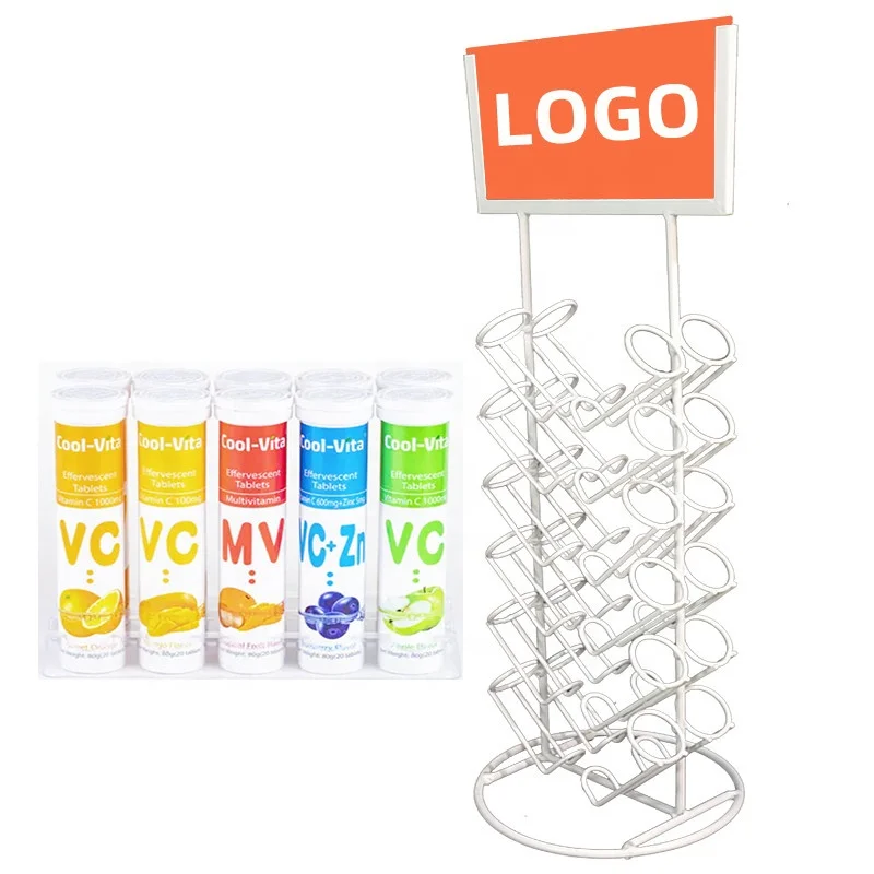 Custom Store Retail Desktop Vitamin C Effervescent Tablet Sweet Candy Bag Box Chewing Gum Metal Wire Display Rack Stand Holder