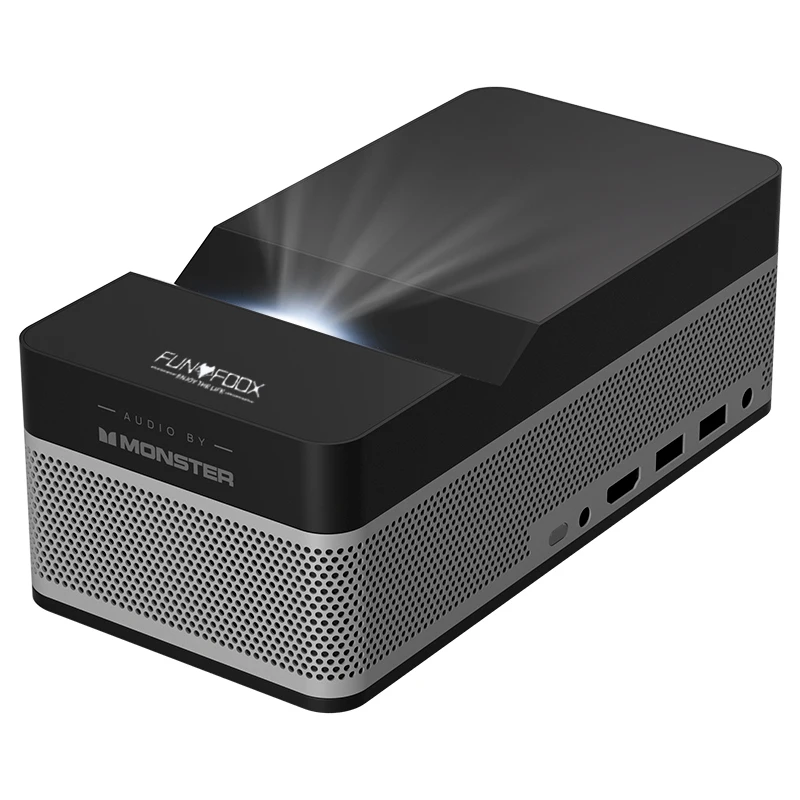 WiFi Ultra Short Throw Projector Native 1080P, 4K Supported Portable Projector Android TV with 6800Lumens, 2.4/5G WiFi