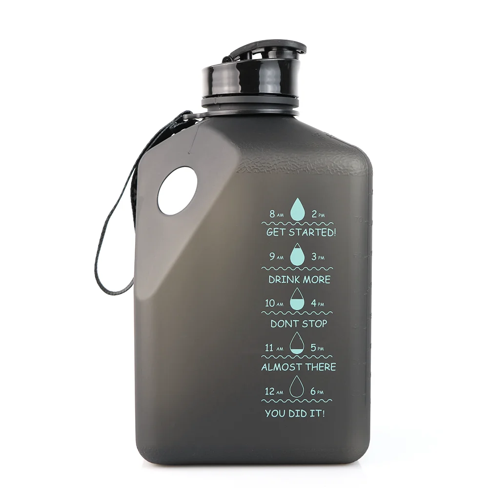 BPA Free Big Capacity 2.7l Eco-frindly Plastic Fitness Sports Square Water Bottle 108oz With Magnet for Phone Two Lids Jug