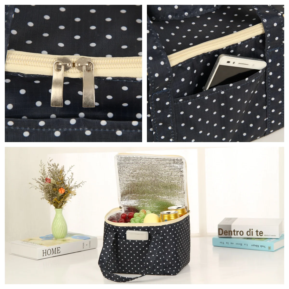 Oxford Cloth Insulation Lunch Bag Fashionable Portable Waterproof Cooler Tote Handheld Thermal Food Insulator for Picnic Travel