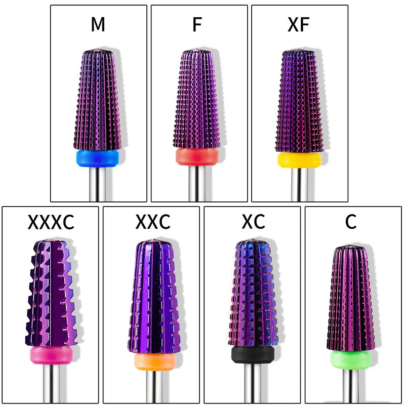 Wholesale Colorful Tungsten Steel Diamond Tapered Nail Drill Bits Cuticle Cutter For Manicure Electric Grinder Nail Art Tools