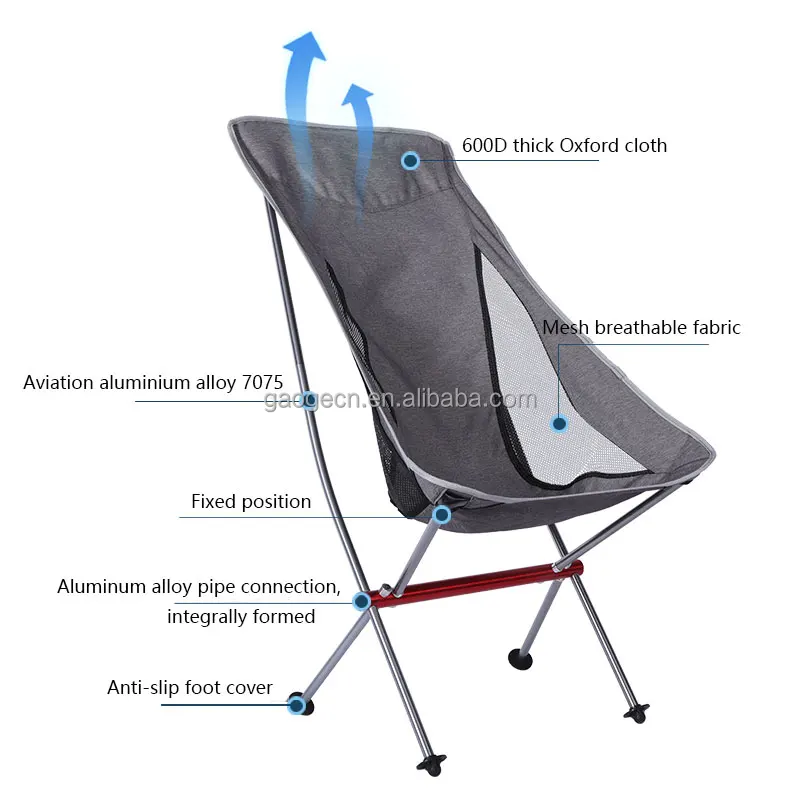 holesale Aluminum Frame High Back Chair Garden Outdoor Camping Folding Chair High Load-bearing Beach Chair