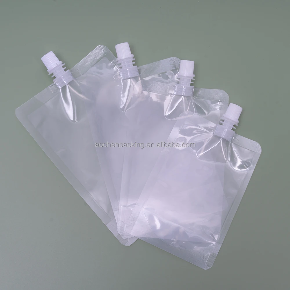 custom transparent bag,liquid pouch packaging,stand up spout pouch
